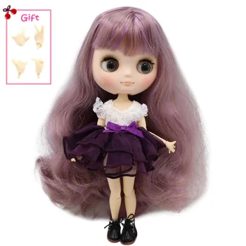 Серия кукол ICY DBS Middie Blyth № BL7216/9400 Фиолетово-каштановые волосы с челкой, матовое лицо 1/8 BJD