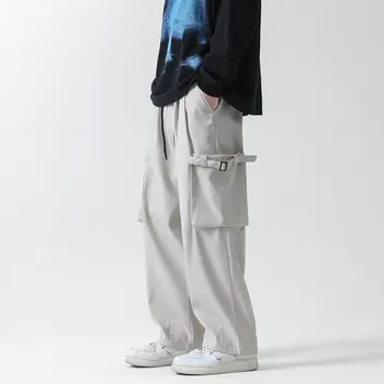 Мужские свободные рабочие брюки в стиле хип-хоп с большими карманами, мужские повседневные спортивные штаны-карго черного цвета, хаки, для бега трусцой, Уличная одежда для мужчин