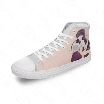 Парусиновая обувь с высоким берцем Komi Shouko, Мужская и женская повседневная обувь из аниме 