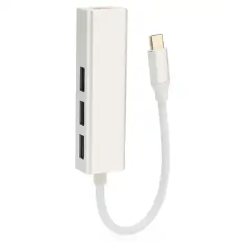 Адаптер USB C к Ethernet RJ45 3 порта USB3.0 Высокоскоростной гигабитный адаптер USB C к Ethernet для Windows 7 для OS X hot