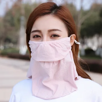 Солнцезащитная маска Ice Silk Для женщин и мужчин, Летняя быстросохнущая маска для лица с защитой от ультрафиолета, Дышащая защита шеи, повязка на голову, шарф для подвешивания ушей