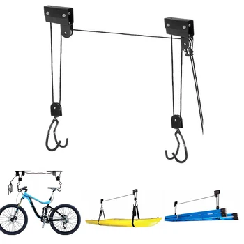 Велосипедный подъемник для гаражного хранения, система шкивов для подъема велосипедов с подшипником весом 60 кг, подвесная велосипедная стойка, сверхмощная потолочная вешалка для велосипедов