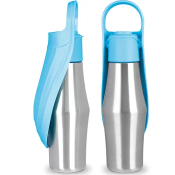 Портативная бутылка для воды для собак из нержавеющей стали, дорожная бутылка для воды для собак с поилкой, герметичный дозатор для бутылок для воды для собак