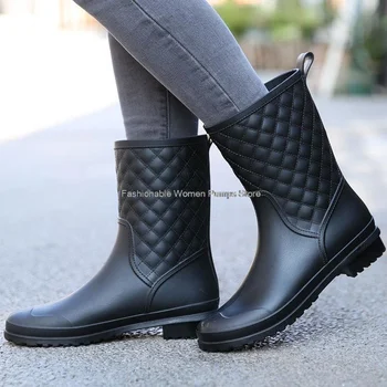 2021 НОВЫЕ женские непромокаемые ботильоны из ПВХ, водонепроницаемые женские ботильоны для воды, повседневные женские непромокаемые ботинки на низком каблуке, обувь для взрослых 36-42