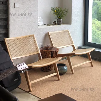 Европейский Дизайнерский диван-кресло Плетение из ротанга Стулья для гостиной Мебель для дома Досуг Ленивый Односпальный Диван Балкон Ротанговое Кресло