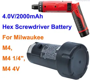  Аккумулятор для шестигранной отвертки емкостью 2000 мАч 48-11-2001 для Milwaukee M4, M4 1/4