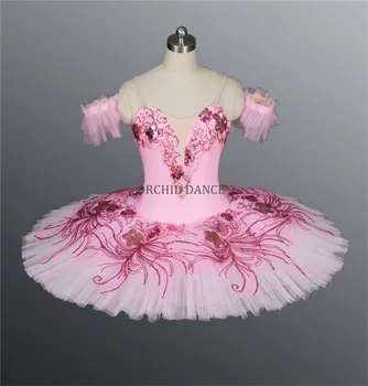 Профессиональное высококачественное, великолепное и роскошное Платье нестандартного размера для девочек, взрослых женщин, одежда для выступлений, розовая Темно-синяя балетная пачка
