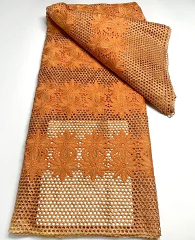 Новейшая Африканская гипюровая кружевная ткань с пайетками 2023 Водорастворимая кружевная ткань 5 ярдов Нигерийской кружевной ткани для вечернего платья