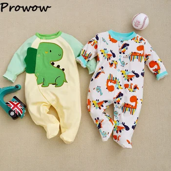 Prowow 0-12 м, детский зимний комбинезон, комбинезон для мальчиков и девочек, комбинезон с мультяшными динозавровыми лапками, зимняя одежда для новорожденных детей
