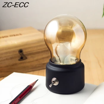ZC-ECC Ретро настольная лампа, Usb-аккумуляторная Винтажная светодиодная настольная лампа, Атмосферная лампа, Студенческая прикроватная тумбочка, Ночник