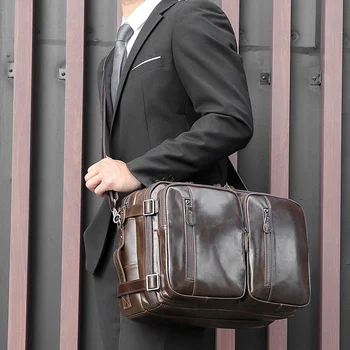 кожаная мужская сумка, сумка для компьютера, официальная сумка, портативная сумка-мессенджер на одно плечо, рюкзак на два плеча