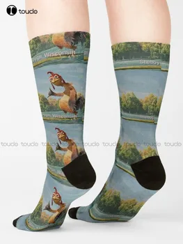 Носки Chicken Joe Wisconsin, носки-тапочки, удобные, лучшие спортивные носки для девочек, Милый, забавный, осенний, лучший рождественский подарок из мультфильма