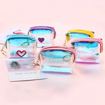 Новый красочный прозрачный кошелек Laser Girl Zero Wallet Ins Super Fire, милая сумка для монет, модная высококачественная женская сумка, маленькая сумочка