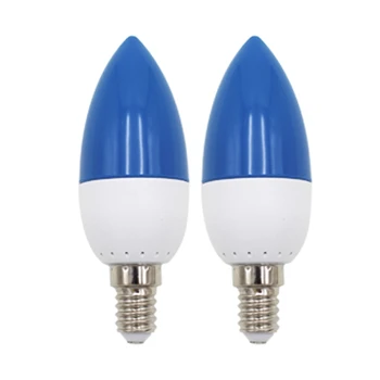 ABHU 2X Светодиодная лампа с цветным наконечником E14, цветная свеча, синий