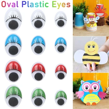 100шт пластиковых шевелящихся 3D кукольных глаз, овальные подвижные глаза для игрушек 