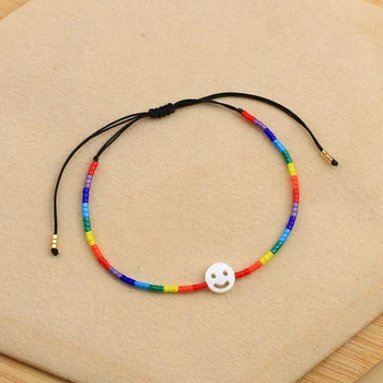 Красочные браслеты из бисера KELITCH Miyuki, браслеты-обереги с улыбкой, этнические браслеты дружбы из тонкой веревки, ювелирные изделия