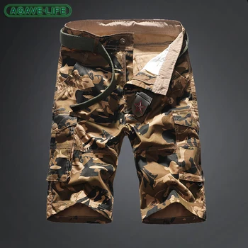 Военные камуфляжные шорты с несколькими карманами, мужские летние повседневные тактические тренировочные короткие брюки, Мужские Свободные хлопчатобумажные дышащие короткие брюки