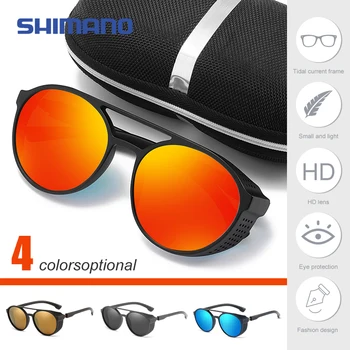 SHIMANO новые мужские и женские поляризованные солнцезащитные очки Солнцезащитные очки в круглой оправе Зеркало для вождения Очки для рыбалки на открытом воздухе Зеркало для верховой езды S