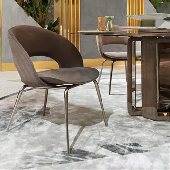 Итальянский минималистичный обеденный стул, современный и роскошный дизайн, стул с металлической спинкой, стул для ресторана Nordic home coffee