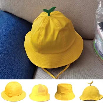 Детская маленькая желтая шляпа в японском стиле, маленькая рыбацкая шляпа-таблетка, детская модная простая однотонная крышка для бассейна, детская шляпа 2023 года выпуска